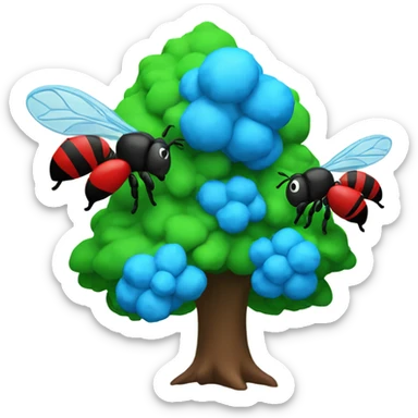 Blue Tree attacking red tree and green bee sticker