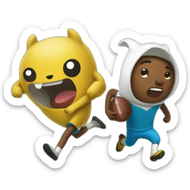 Jale and finn from adventure time playing football sticker