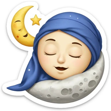 cartoon moon with sleepy face and nightcap sticker