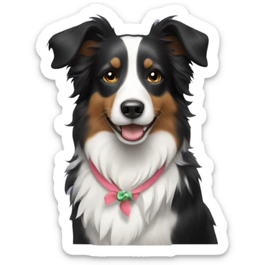Bordercollie with bow sticker