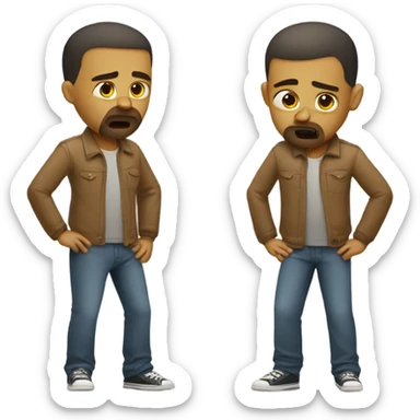 Boy with a buzz cut and a beard having and upset tummy sticker