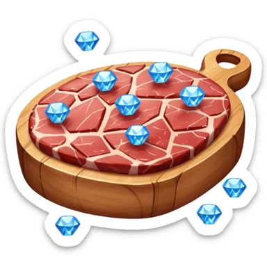 Meat with diamond textur and blue color sticker