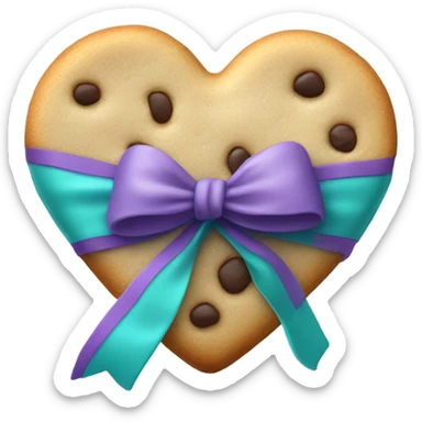 Cookie heart with teal purple ribbon sticker
