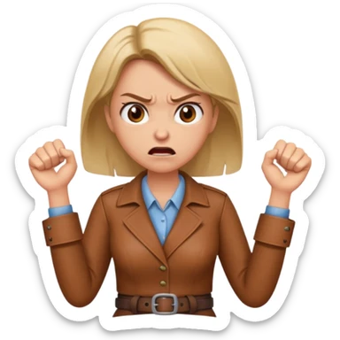 mom with a belt in her hands and an angry expression on her facd sticker