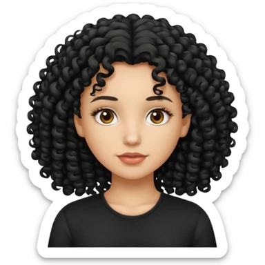 Blanquita con rizos y camisa negra  sticker