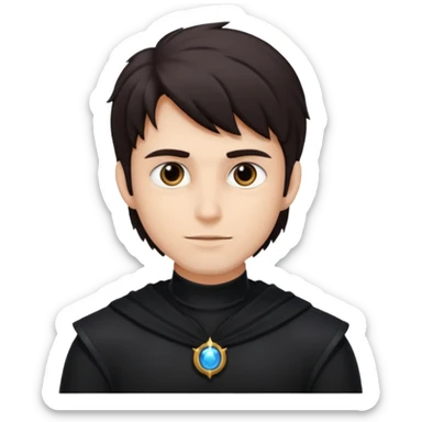 Shadow Moon (Male) from American Gods with dark brown hair, black outfit sticker