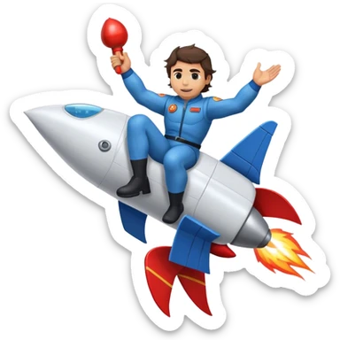 nadal riding a rocket ship boom! sticker