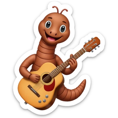 earthworm playing guitar sticker