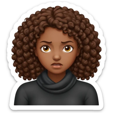 arms around neck angry girl with dark skin and brown curly hair  sticker