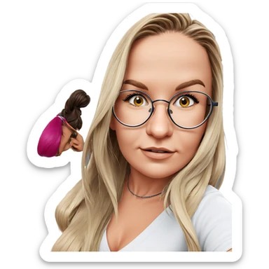 girls with glasses and hair sticker