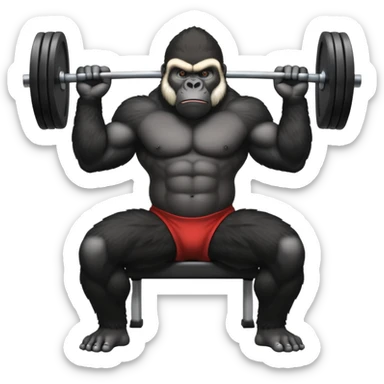 Gorilla bench pressing sticker
