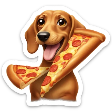 wiener dog eating pizza  sticker