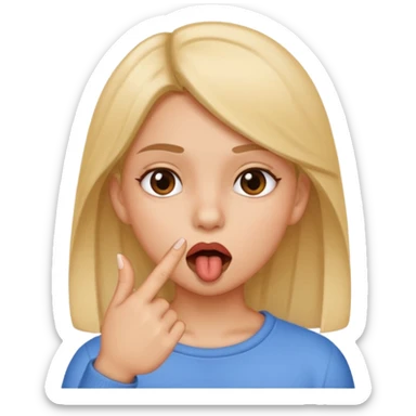 Une fille qui a le bout d’un doigt dans la bouche  sticker