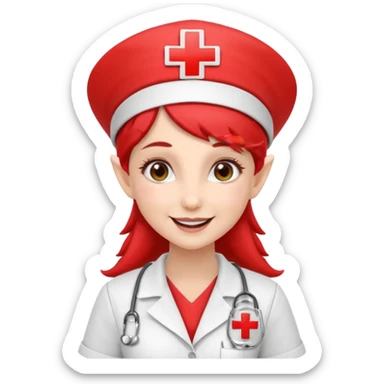 elf nurse with nurse red cross hat sticker