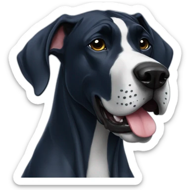 A black great dane wearing a dark blue football jersey with number 17 sticker