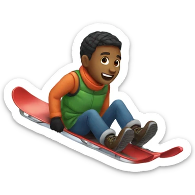 A boy sledding down a hill sticker