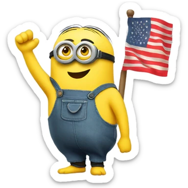 Cute minion waving Chinese flag sticker