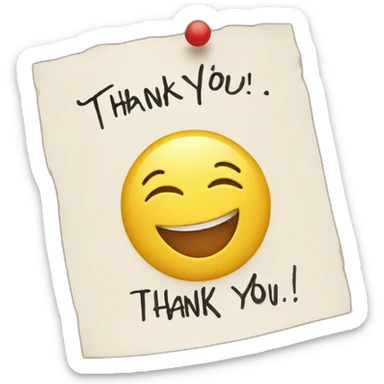 Thank you poster with thank you written sticker