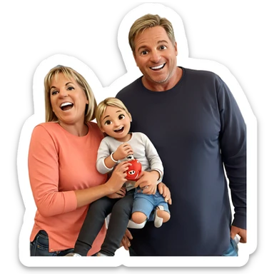 happy girl with boys indoors sticker