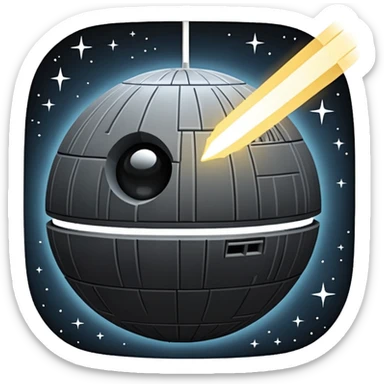 Star wars death star with beam emerging sticker