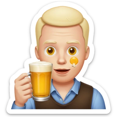 a man drinking a pint of raw eggs, emoji style sticker