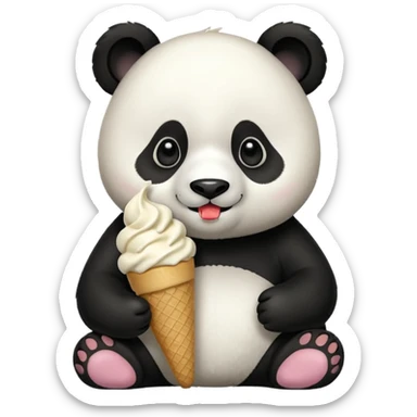 Panda eating ice cream sticker