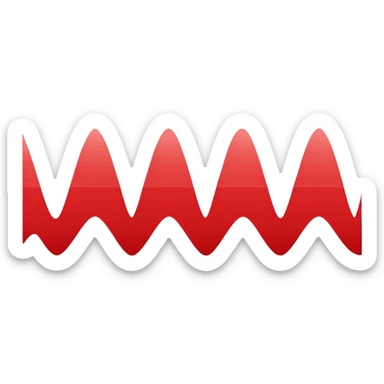 logo on white background showing a waveform morphing into a sheet of text. Clean red and white geometric style, minimal and modern, no text. Represents audio-to-text or video transcription powered by AI sticker