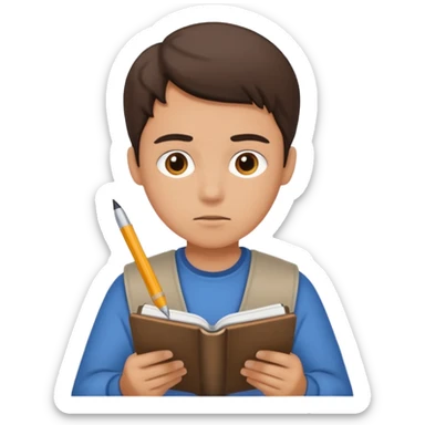 persona cuaderno apuntando sticker