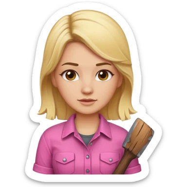 lumberjack blonde woman pink shirt sticker