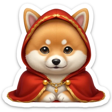 baby shiba dog, in magic red cloak sticker
