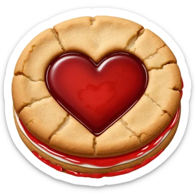 plain cookie with red jam heart in the middle sticker