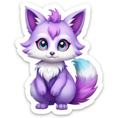 Kawaii bright fantasy ethereal anthro fursona Fakemon with tufted tail  sticker
