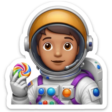 Cosmic astronaut holding a colorful candy, astro runtz sticker