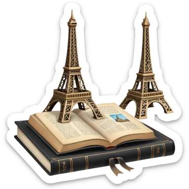 Eiffel Tower with a book next to it sticker