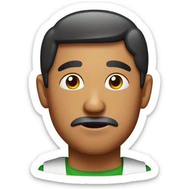 A Hispanic male with a link sausage for a nose. This man is sweating due to working hard in the hot sun.  sticker