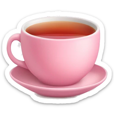 Hot tea with light soft pink cup sticker