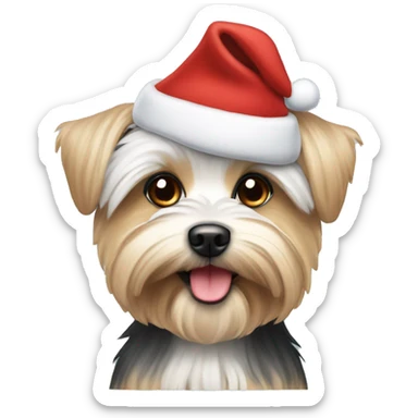 Morkie wearing a Santa hat  sticker