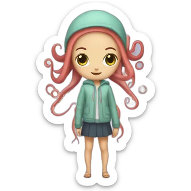 squid octopus hybrid girl sticker