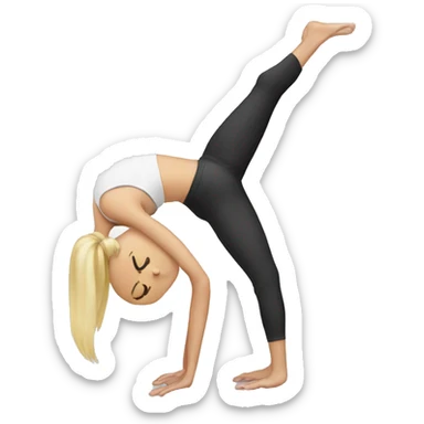 white blonde girl doing one handed handstand sticker