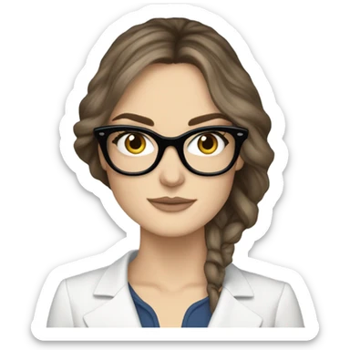 Photo of elegant Keira Knightly wearing black glasses and blue eyes holding on phone  sticker