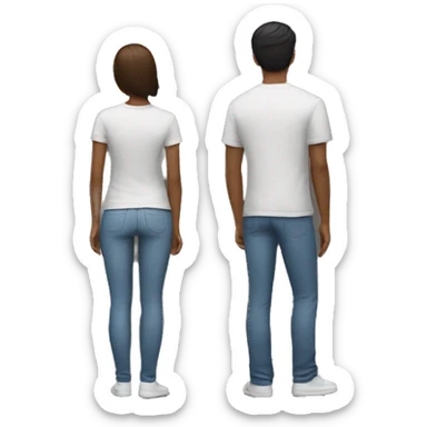 two people standing back to back, looking opposite ways sticker