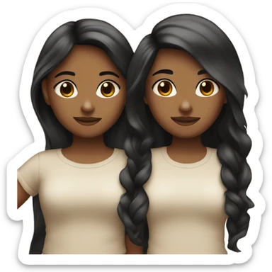 Two Girls one with black straight hair and one with brown waves they are besties sticker