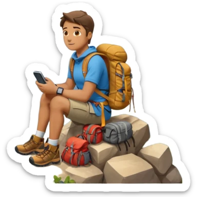 A man sitting on a mountain sticker