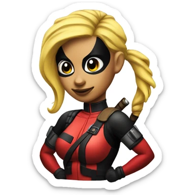 lady deadpool with a high yellow pony tail sticker