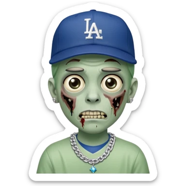 Zombie con gorra de los Dodgers y cadena con diamantes  sticker