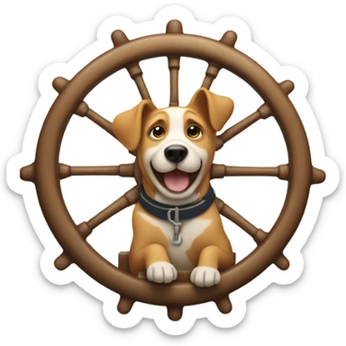 Dog driving a boat  sticker