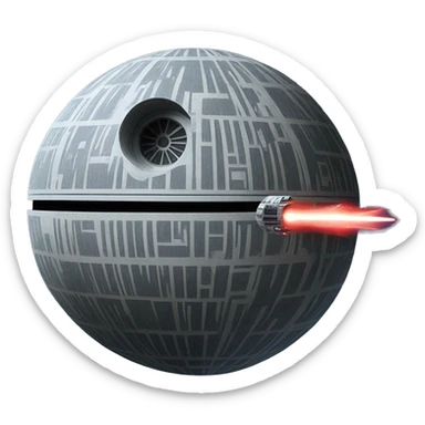death star shooting laser out of itself sticker