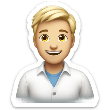 smiling boy in white shirt saying hi  sticker