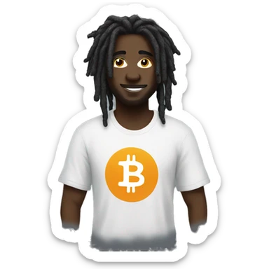 Black with dreads wearing a bitcoin shirt  sticker