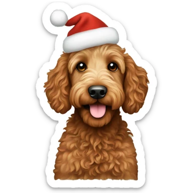Red labradoodle christmas sticker